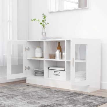 vidaXL Βιτρίνα Γυαλιστερό Λευκό 120x30,5x70cm από Επεξ. Ξύλο 1 τεμ.