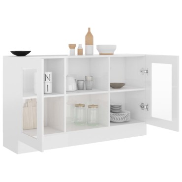 vidaXL Βιτρίνα Γυαλιστερό Λευκό 120x30,5x70cm από Επεξ. Ξύλο 1 τεμ.