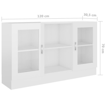 vidaXL Βιτρίνα Γυαλιστερό Λευκό 120x30,5x70cm από Επεξ. Ξύλο 1 τεμ.