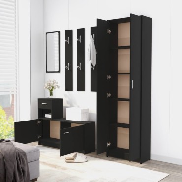 vidaXL Ντουλάπα Διαδρόμου Μαύρη 55x25x189cm από Επεξ. Ξύλο 1 τεμ.