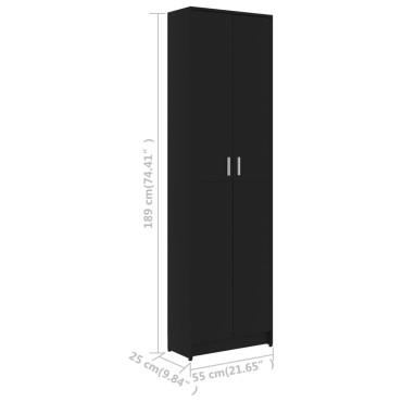 vidaXL Ντουλάπα Διαδρόμου Μαύρη 55x25x189cm από Επεξ. Ξύλο 1 τεμ.