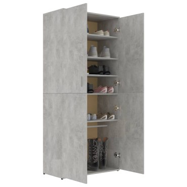 vidaXL Παπουτσοθήκη Γκρι Σκυροδέματος 80x39x178cm από Επεξ. Ξύλο