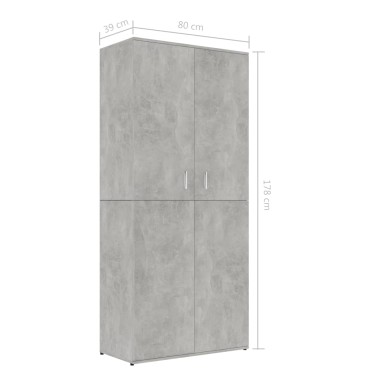 vidaXL Παπουτσοθήκη Γκρι Σκυροδέματος 80x39x178cm από Επεξ. Ξύλο