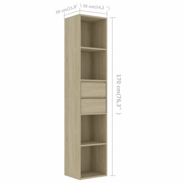vidaXL Βιβλιοθήκη Χρώμα Sonoma Δρυς 36x30x171cm από Επεξ. Ξύλο 1 τεμ.