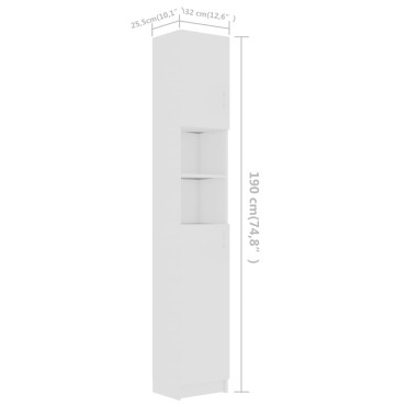 vidaXL Στήλη Μπάνιου Λευκή 32x25,5x190cm από Μοριοσανίδα 1 τεμ.