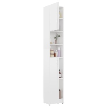 vidaXL Στήλη Μπάνιου Γυαλιστερό Λευκό 32x25,5x190cm Επεξ. Ξύλο 1 τεμ.