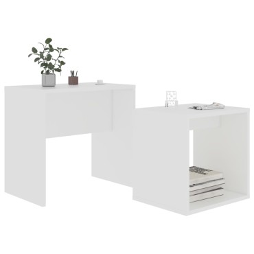 vidaXL Σετ Τραπεζάκια Σαλονιού Λευκά 48x30x45cm από Επεξ. Ξύλο