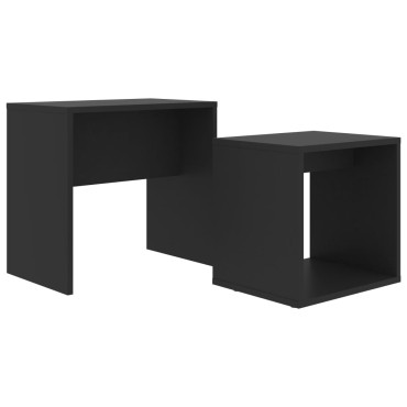 vidaXL Σετ Τραπεζάκια Σαλονιού Μαύρα 48x30x45cm από Επεξ. Ξύλο