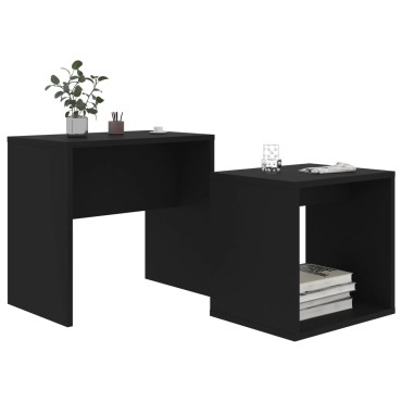 vidaXL Σετ Τραπεζάκια Σαλονιού Μαύρα 48x30x45cm από Επεξ. Ξύλο