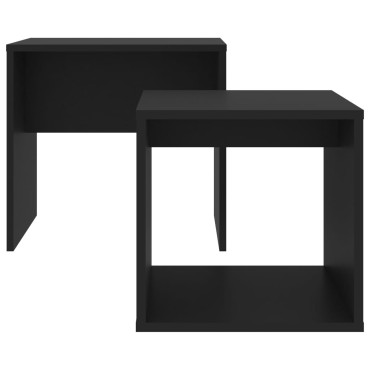 vidaXL Σετ Τραπεζάκια Σαλονιού Μαύρα 48x30x45cm από Επεξ. Ξύλο