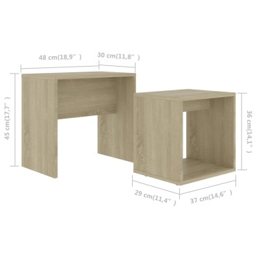 vidaXL Σετ Τραπεζάκια Σαλονιού Sonoma Δρυς 48x30x45cm Επεξ. Ξύλο