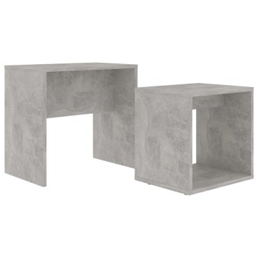 vidaXL Σετ Τραπεζάκια Σαλονιού Γκρι Σκυροδ. 48x30x45cm Επεξ. Ξύλο