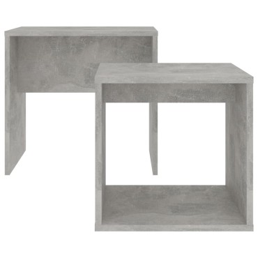 vidaXL Σετ Τραπεζάκια Σαλονιού Γκρι Σκυροδ. 48x30x45cm Επεξ. Ξύλο