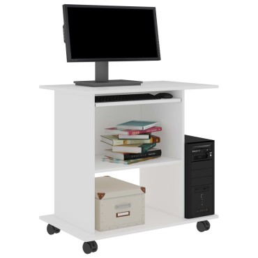 vidaXL Γραφείο Υπολογιστή Λευκό 80x50x75cm από Επεξ. Ξύλο 1 τεμ.