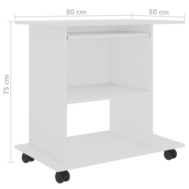 vidaXL Γραφείο Υπολογιστή Λευκό 80x50x75cm από Επεξ. Ξύλο 1 τεμ.