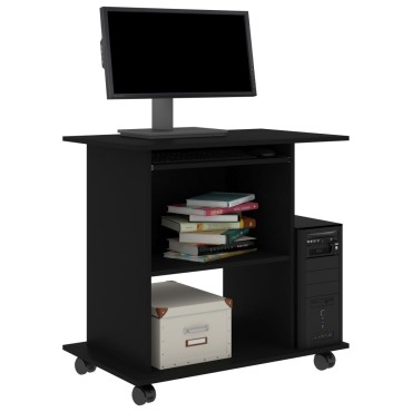 vidaXL Γραφείο Υπολογιστή Μαύρο 80x50x75cm από Επεξ. Ξύλο 1 τεμ.