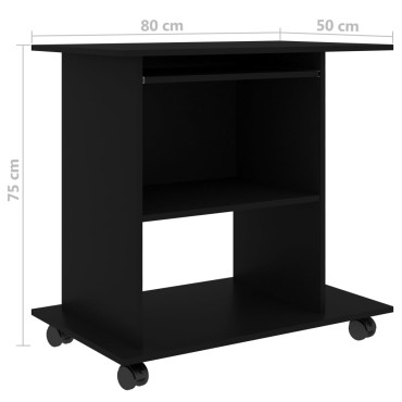 vidaXL Γραφείο Υπολογιστή Μαύρο 80x50x75cm από Επεξ. Ξύλο 1 τεμ.