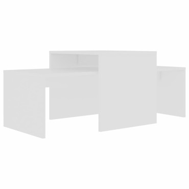 vidaXL Σετ Τραπεζάκια Σαλονιού Λευκά 100x48x40cm από Επεξ. Ξύλο