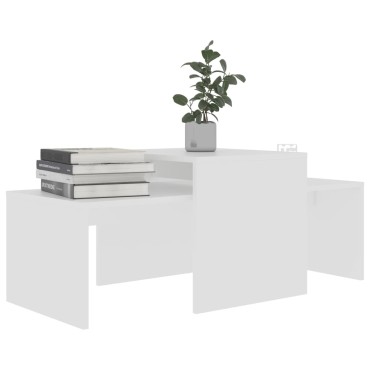 vidaXL Σετ Τραπεζάκια Σαλονιού Λευκά 100x48x40cm από Επεξ. Ξύλο