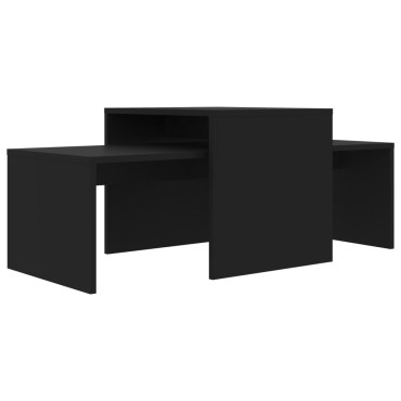 vidaXL Σετ Τραπεζάκια Σαλονιού Μαύρα 100x48x40cm από Επεξ. Ξύλο