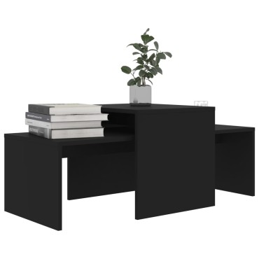 vidaXL Σετ Τραπεζάκια Σαλονιού Μαύρα 100x48x40cm από Επεξ. Ξύλο