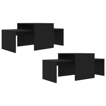 vidaXL Σετ Τραπεζάκια Σαλονιού Μαύρα 100x48x40cm από Επεξ. Ξύλο
