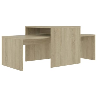 vidaXL Σετ Τραπεζάκια Σαλονιού Sonoma Δρυς 100x48x40cm Επεξ. Ξύλο