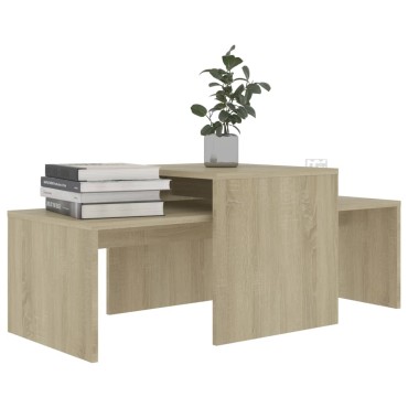 vidaXL Σετ Τραπεζάκια Σαλονιού Sonoma Δρυς 100x48x40cm Επεξ. Ξύλο