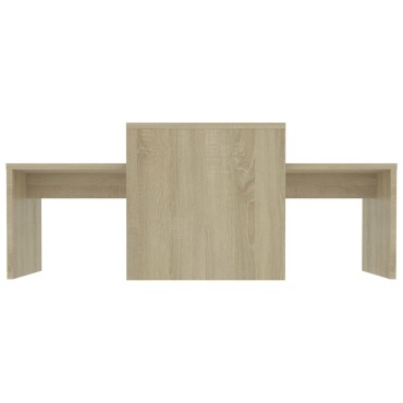 vidaXL Σετ Τραπεζάκια Σαλονιού Sonoma Δρυς 100x48x40cm Επεξ. Ξύλο
