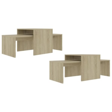 vidaXL Σετ Τραπεζάκια Σαλονιού Sonoma Δρυς 100x48x40cm Επεξ. Ξύλο