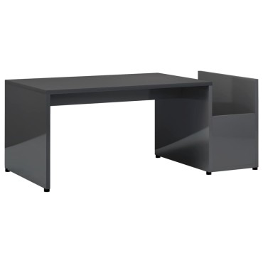 vidaXL Τραπεζάκι Σαλονιού Γυαλιστερό Γκρι 90x45x35cm Επεξ. Ξύλο 1 τεμ.