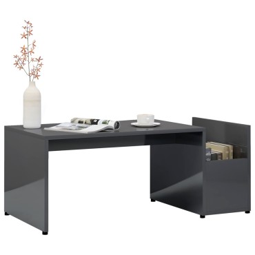vidaXL Τραπεζάκι Σαλονιού Γυαλιστερό Γκρι 90x45x35cm Επεξ. Ξύλο 1 τεμ.