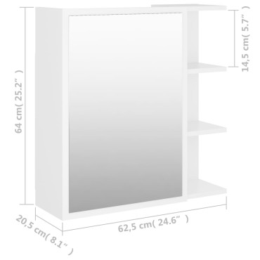 vidaXL Καθρέφτης Μπάνιου Λευκός 62,5x20,5x64cm Μοριοσανίδα 1 τεμ.