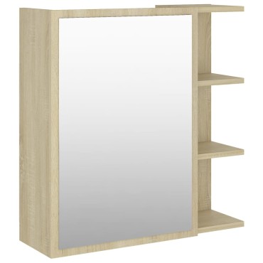 vidaXL Καθρέφτης Μπάνιου Sonoma Δρυς 62,5x20,5x64cm από Επεξ. Ξύλο 1 τεμ.