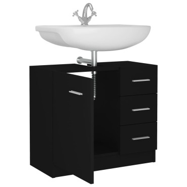 vidaXL Ντουλάπι Νιπτήρα Μαύρο 63x30x54cm Επεξ. Ξύλο 1 τεμ.
