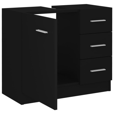 vidaXL Ντουλάπι Νιπτήρα Μαύρο 63x30x54cm Επεξ. Ξύλο 1 τεμ.