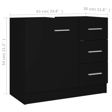 vidaXL Ντουλάπι Νιπτήρα Μαύρο 63x30x54cm Επεξ. Ξύλο 1 τεμ.