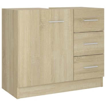 vidaXL Ντουλάπι Νιπτήρα Sonoma Δρυς 63x30x54cm Επεξεργασμένο Ξύλο 1 τεμ.