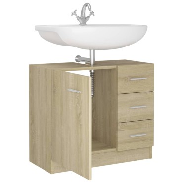 vidaXL Ντουλάπι Νιπτήρα Sonoma Δρυς 63x30x54cm Επεξεργασμένο Ξύλο 1 τεμ.