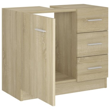 vidaXL Ντουλάπι Νιπτήρα Sonoma Δρυς 63x30x54cm Επεξεργασμένο Ξύλο 1 τεμ.