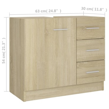 vidaXL Ντουλάπι Νιπτήρα Sonoma Δρυς 63x30x54cm Επεξεργασμένο Ξύλο 1 τεμ.