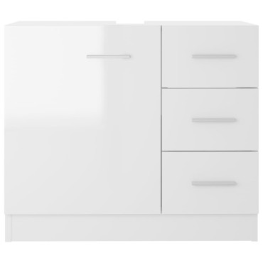 vidaXL Ντουλάπι Νιπτήρα Γυαλιστερό Λευκό 63x30x54cm Επεξ. Ξύλο 1 τεμ.