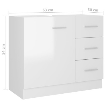 vidaXL Ντουλάπι Νιπτήρα Γυαλιστερό Λευκό 63x30x54cm Επεξ. Ξύλο 1 τεμ.