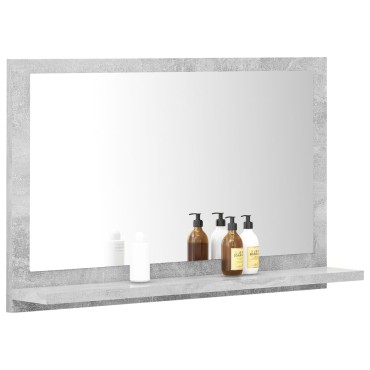 vidaXL Καθρέφτης Μπάνιου Γκρι Σκυροδέματος 60x10,5x37cm Μοριοσανίδα 1 τεμ.