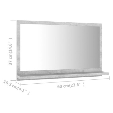 vidaXL Καθρέφτης Μπάνιου Γκρι Σκυροδέματος 60x10,5x37cm Μοριοσανίδα 1 τεμ.