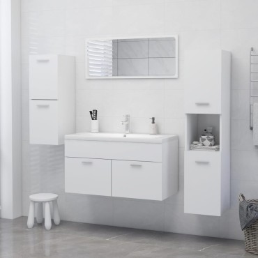 vidaXL Στήλη Μπάνιου Λευκή 30x30x130cm από Επεξ. Ξύλο