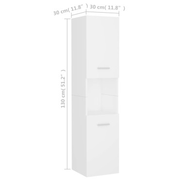 vidaXL Στήλη Μπάνιου Λευκή 30x30x130cm από Επεξ. Ξύλο