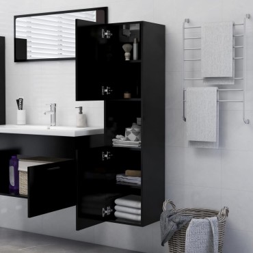 vidaXL Στήλη Μπάνιου Μαύρη 30x30x130cm από Επεξ. Ξύλο