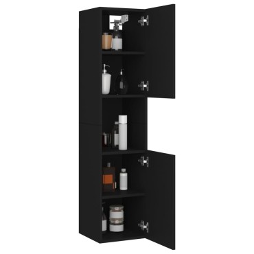 vidaXL Στήλη Μπάνιου Μαύρη 30x30x130cm από Επεξ. Ξύλο