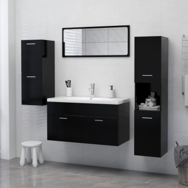 vidaXL Στήλη Μπάνιου Μαύρη 30x30x130cm από Επεξ. Ξύλο
